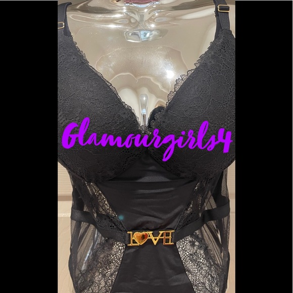 Victoria’s Secret Black Love lace belted teddy NWT size XL - Picture 2 of 9